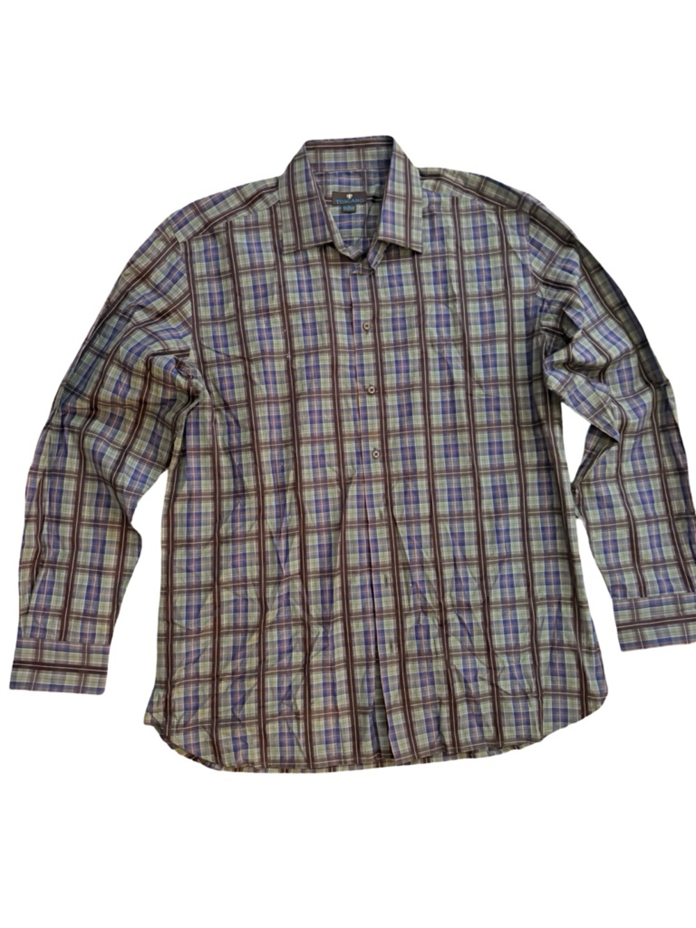 Men's Plaid Button-Down Shirt - Green & Purple toscano